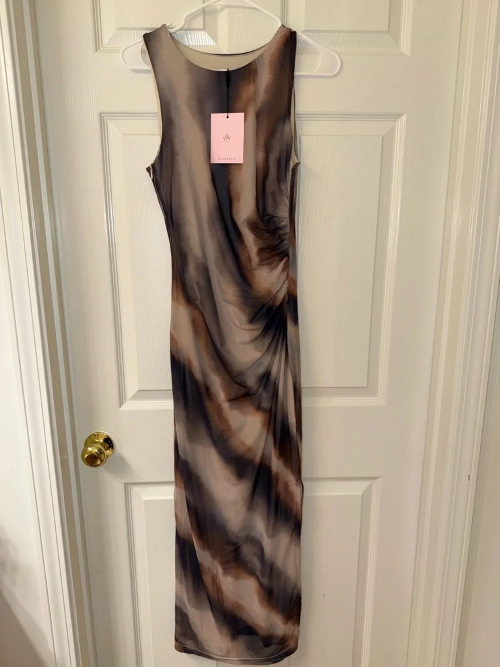 HELLO MOLLY MILKY WAY MESH MAXI DRESS BROWN - Picture 3 of 4